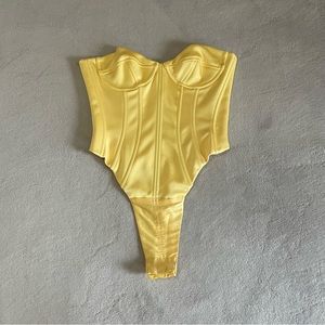 Oh Polly yellow satin bodysuit